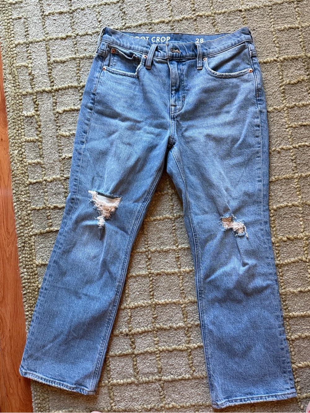 J. Crew Demi boot crop jeans.Women’s Distressed Crop Straight Jeans - Light Blue